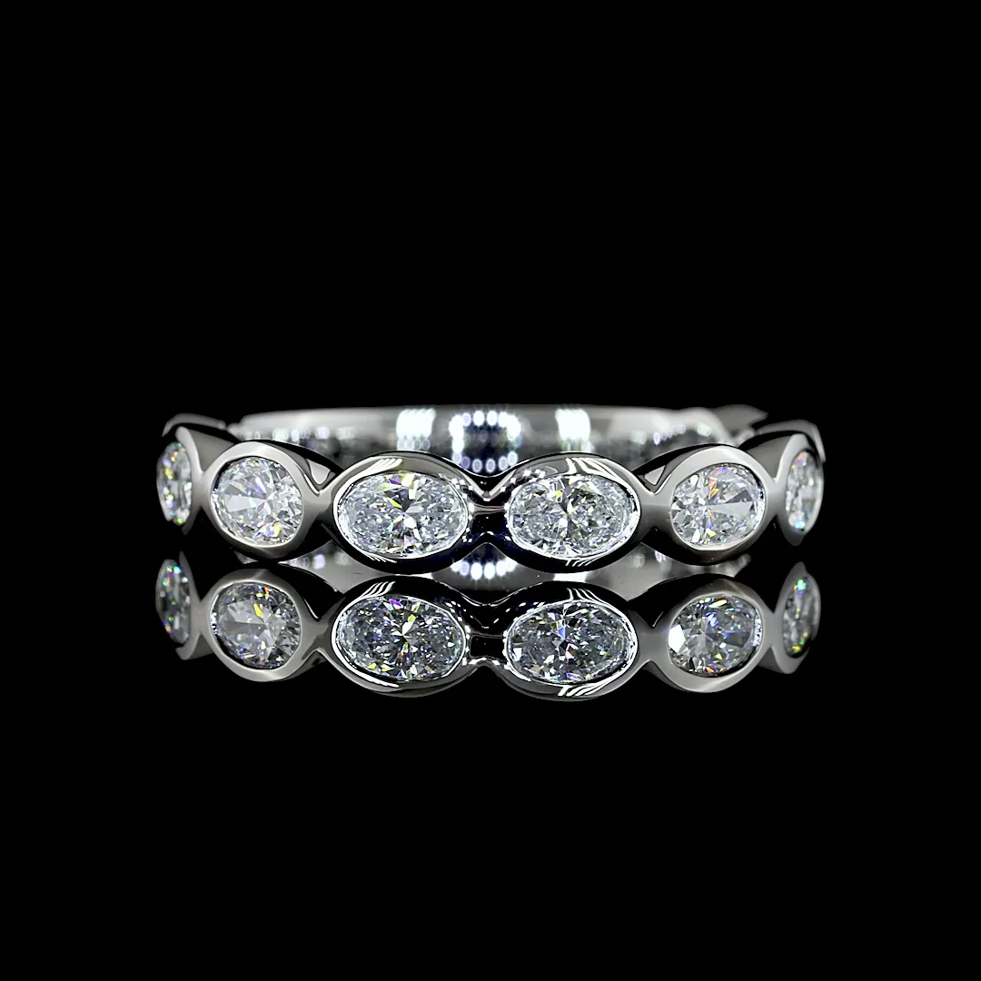 0.9 Cts Platinum Oval Shape 3/4 Band Eternity Band