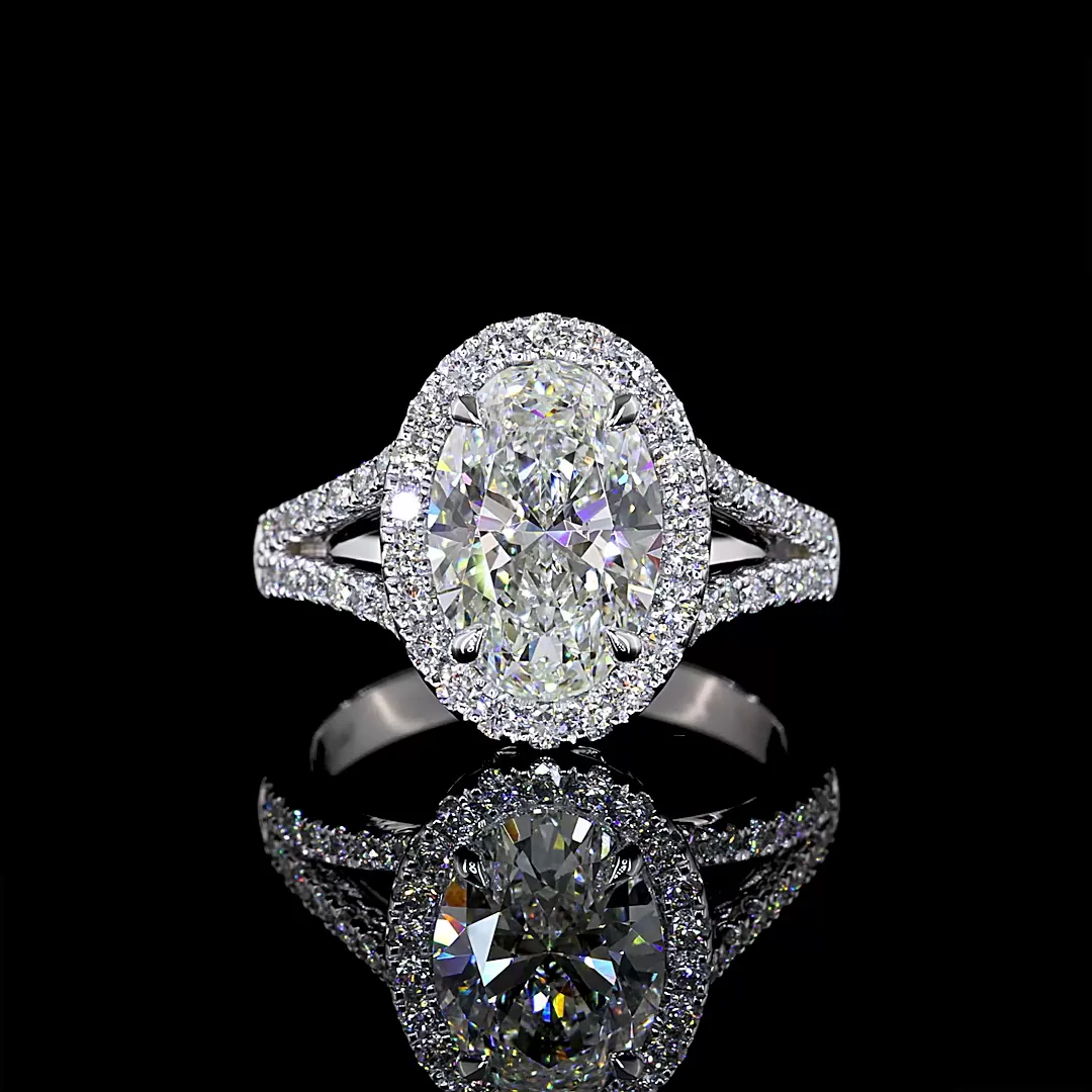 2.21 Cts 14k White Gold Oval Shape Split Shank Ring