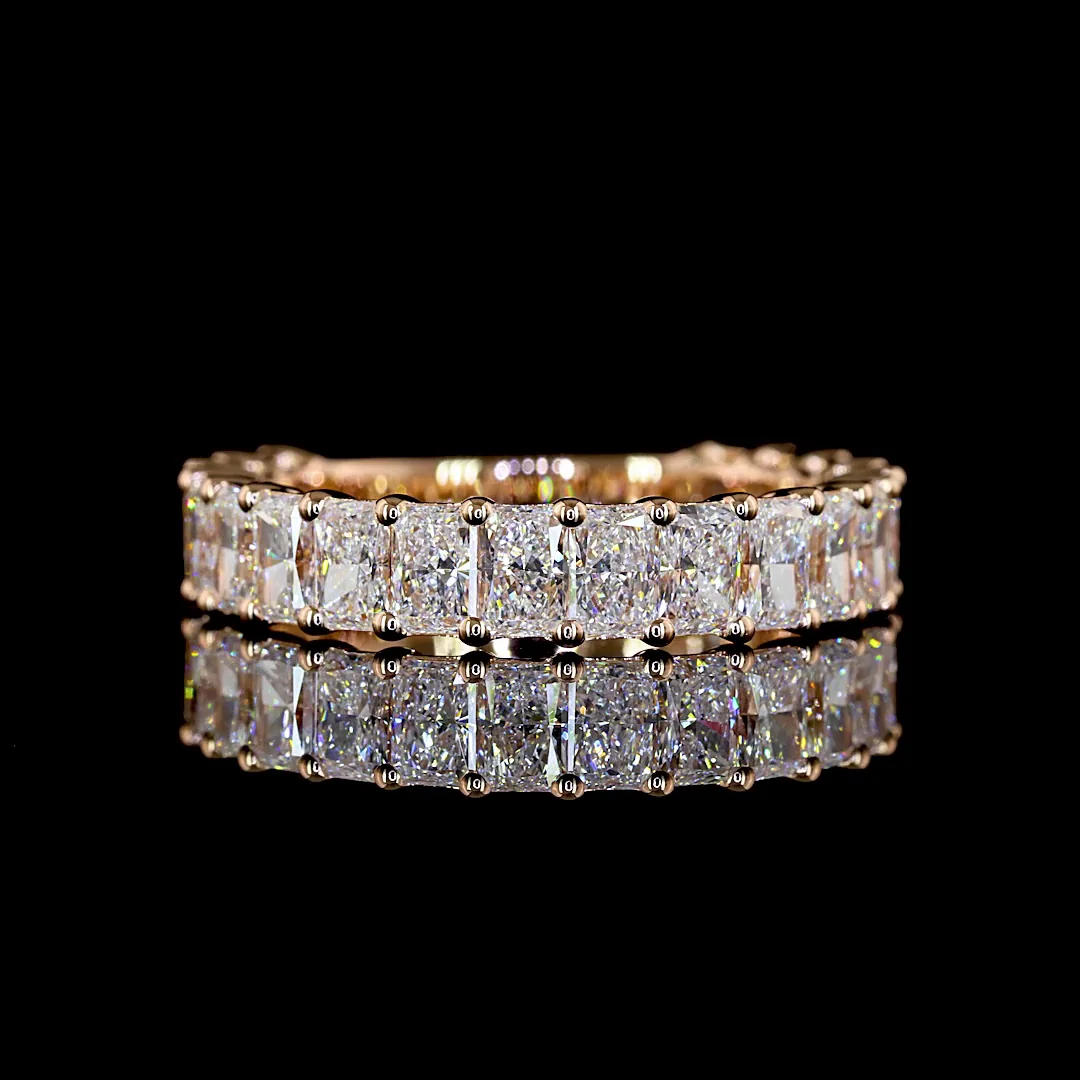 2.93 Cts 14k Rose Gold Radiant Shape 3/4 Band Eternity Band