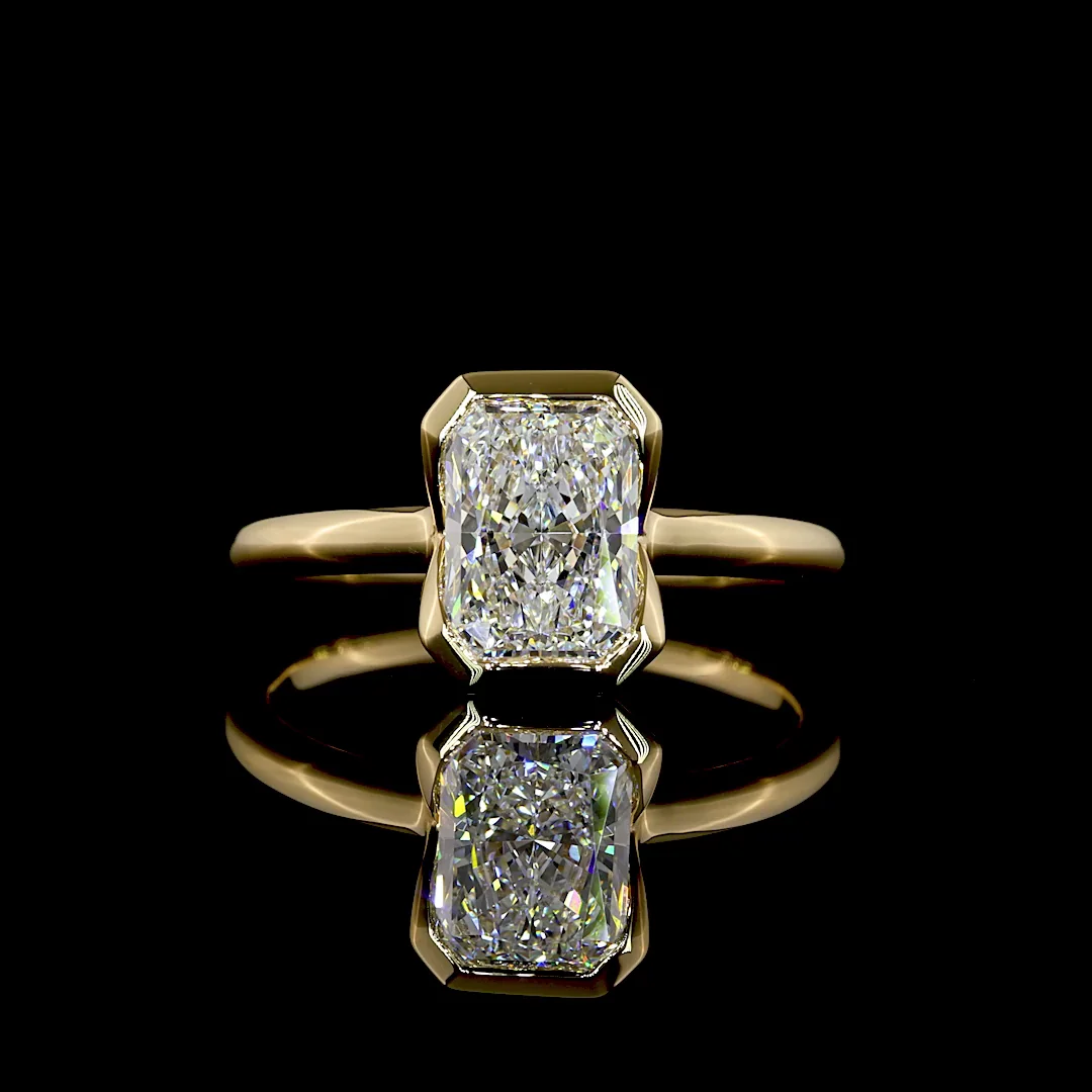 1.53 Cts 18k Yellow Gold Radiant Shape Solitaire Ring