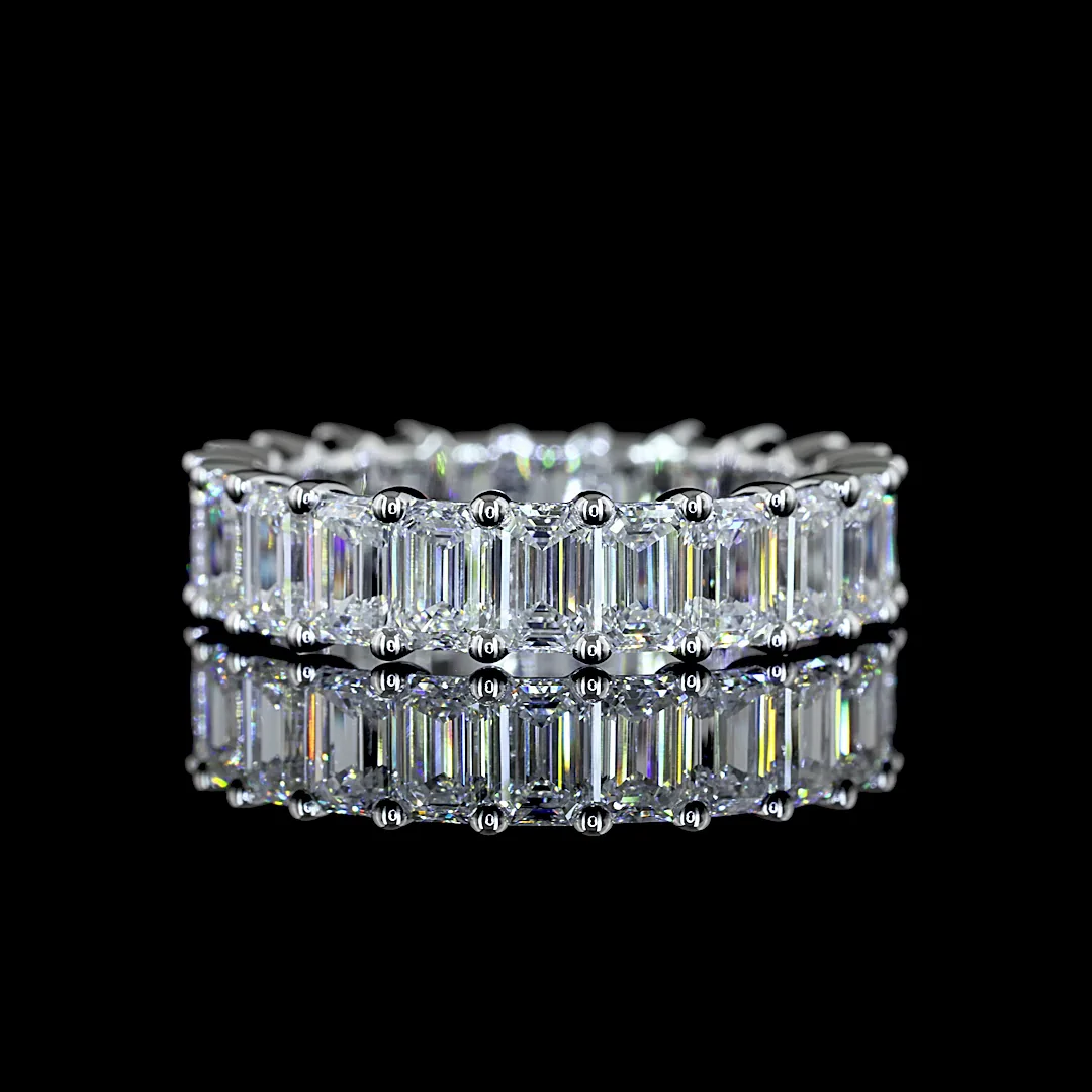 3.84 Cts 14k White Gold Emerald Shape Eternity Band Eternity Band