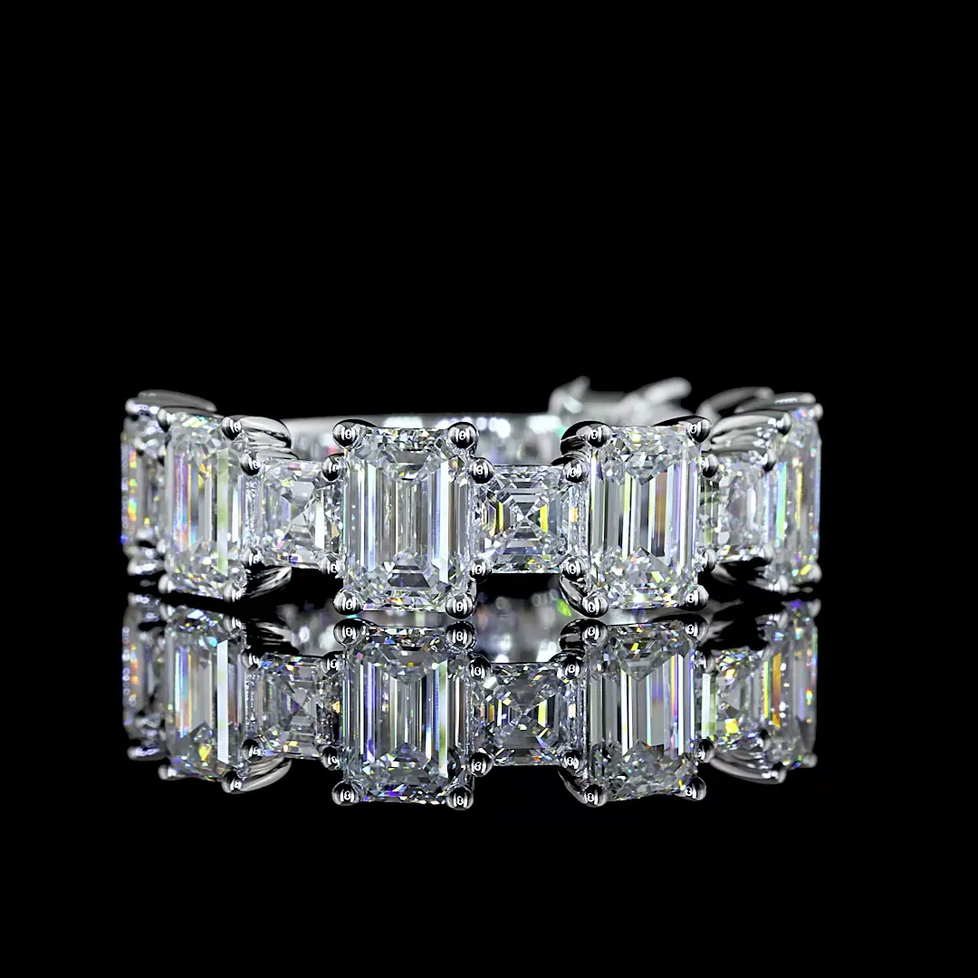 4.82 Cts 14k White Gold Mix Shape 3/4 Band Eternity Band