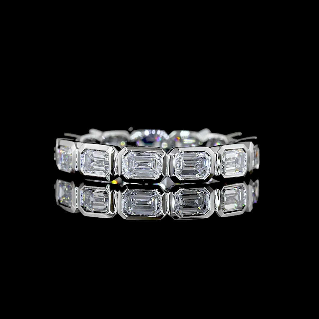 1.51 Cts Platinum Emerald Shape Eternity Band Eternity Band