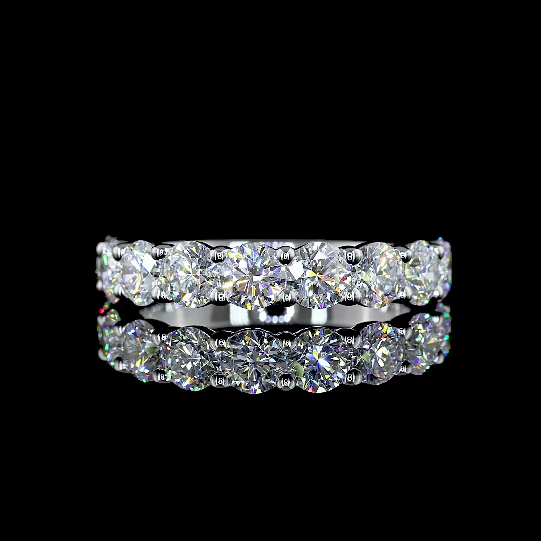 1.99 Cts 14k White Gold Round Shape Half Eternity Eternity Band