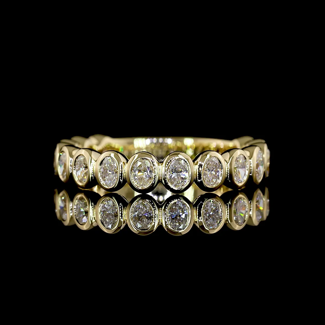 0.67 Cts 14k Yellow Gold Oval Shape 3/4 Band Eternity Band
