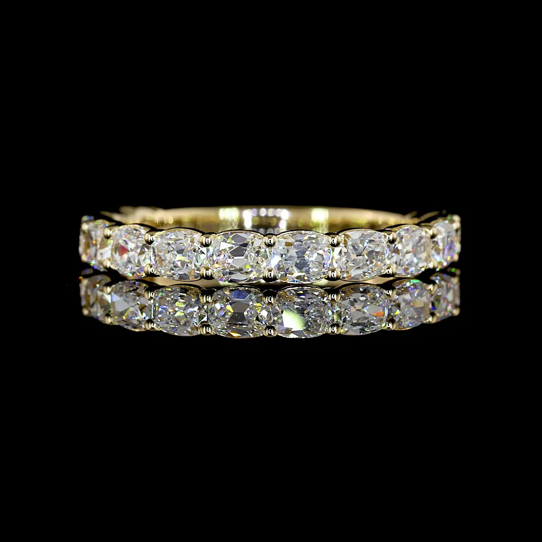 1.51 Cts 14k Yellow Gold Antique Cushion Shape 3/4 Band Eternity Band
