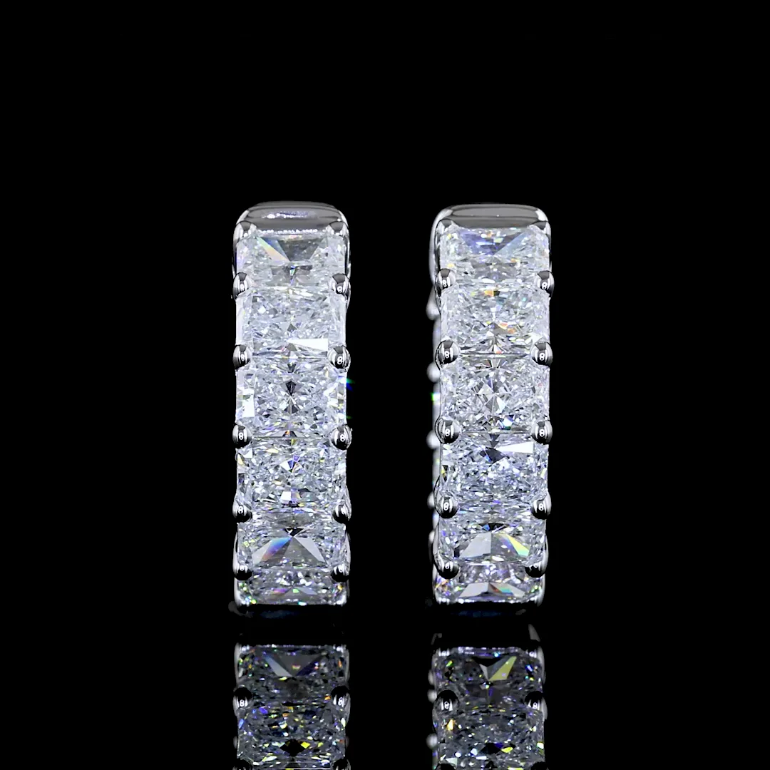 2.3 Cts 14k White Gold Radiant Shape Huggies Earring