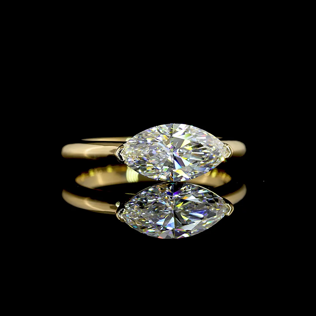 0.89 Cts 14k Yellow Gold Marquise Shape Solitaire Ring
