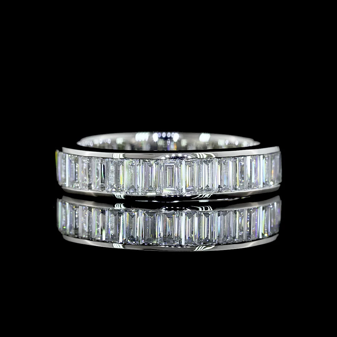 1.51 Cts Platinum Baguette Shape 3/4 Band Eternity Band
