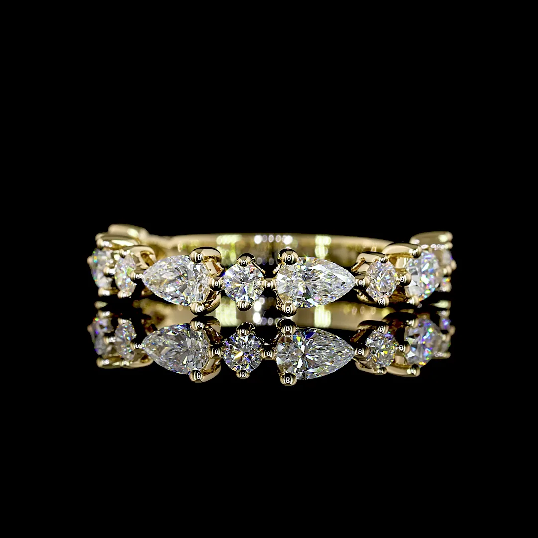 1.26 Cts 14k Yellow Gold Mix Shape 3/4 Band Eternity Band