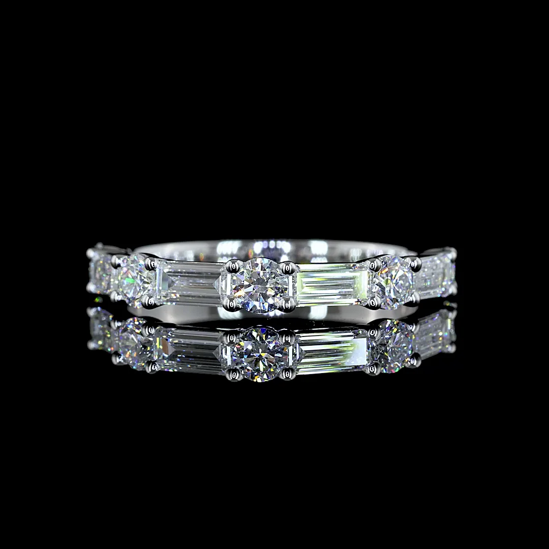 0.84 Cts 14k White Gold Mix Shape Half Eternity Eternity Band
