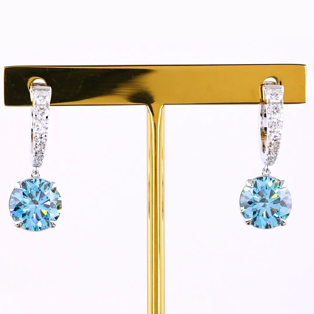 5.19 Cts 14k White Gold Round Shape Hanging Earring