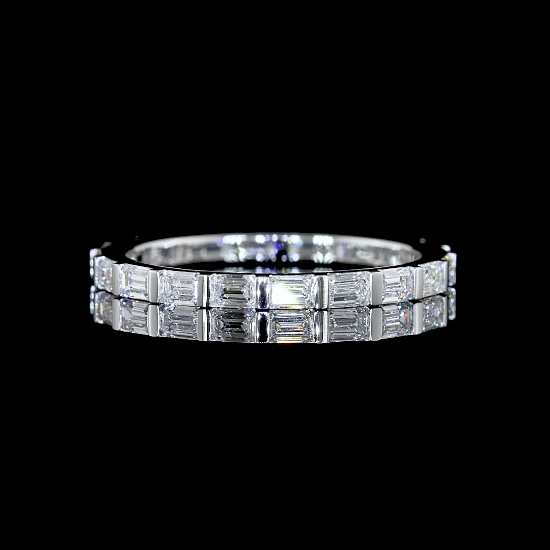 1.15 Cts 14k White Gold Emerald Shape Eternity Band Eternity Band
