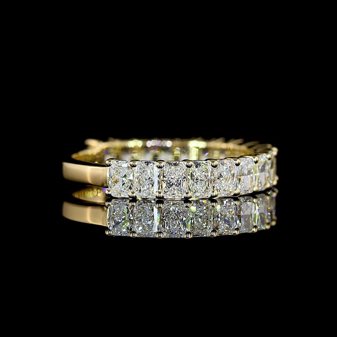 1.92 Cts 14k Yellow Gold Radiant Shape 3/4 Band Eternity Band