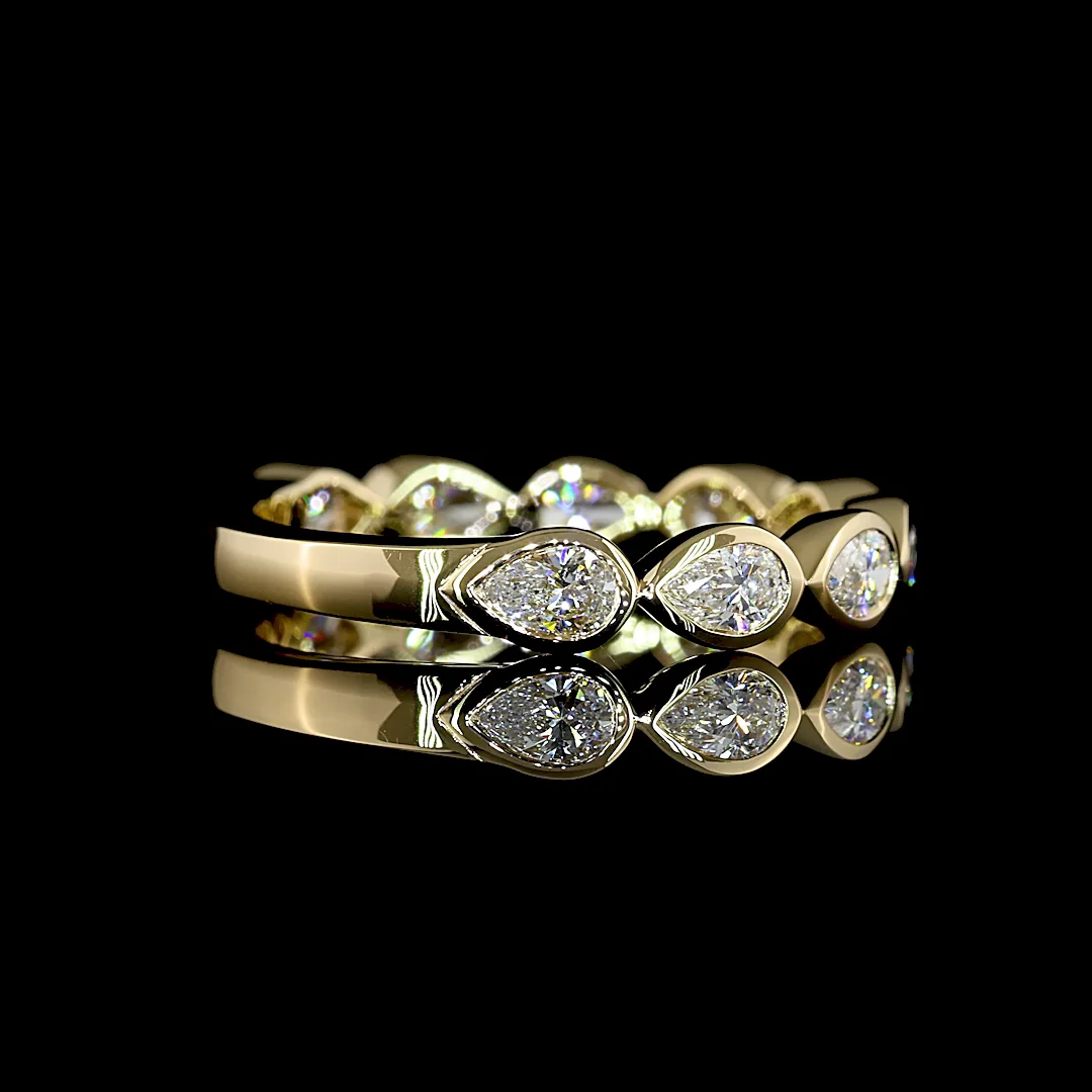 0.87 Cts 14k Yellow Gold Pear Shape 3/4 Band Eternity Band