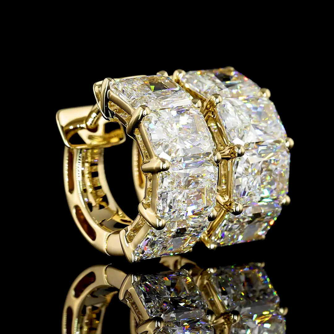5.83 Cts 14k Yellow Gold Radiant Shape Huggies Earring