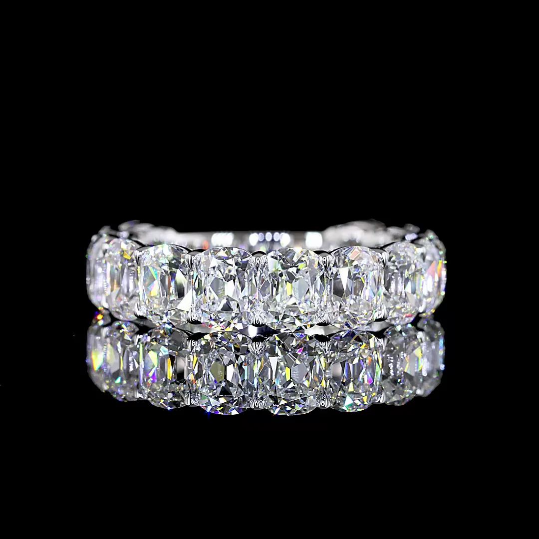 5.64 Cts 14k White Gold Antique Cushion Shape 3/4 Band Eternity Band