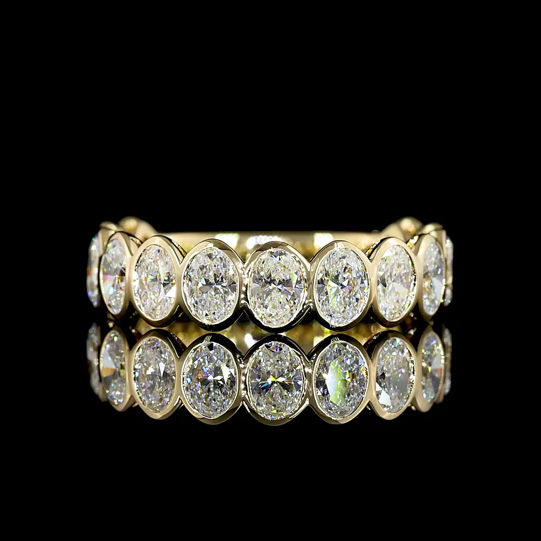 2.05 Cts 14k Yellow Gold Oval Shape 3/4 Band Eternity Band