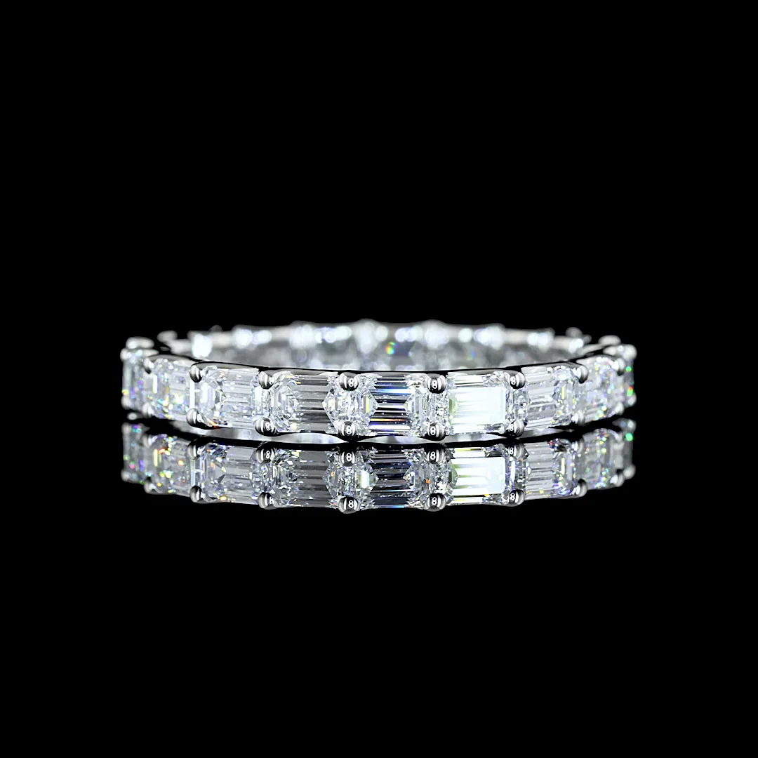 1.83 Cts Platinum Emerald Shape Eternity Band Eternity Band