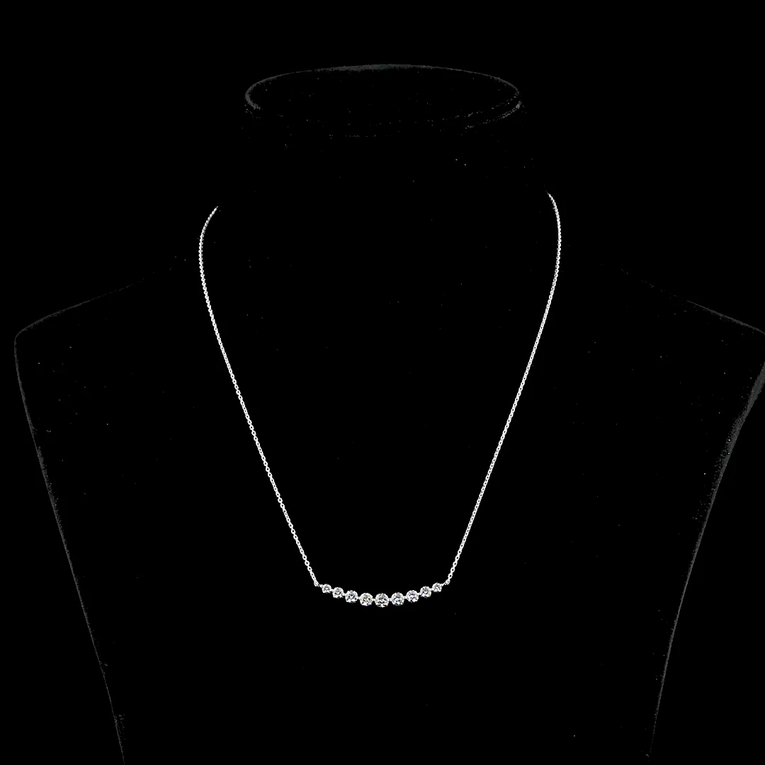 2.01 Cts 14k White Gold Round Shape Riviera Pendant
