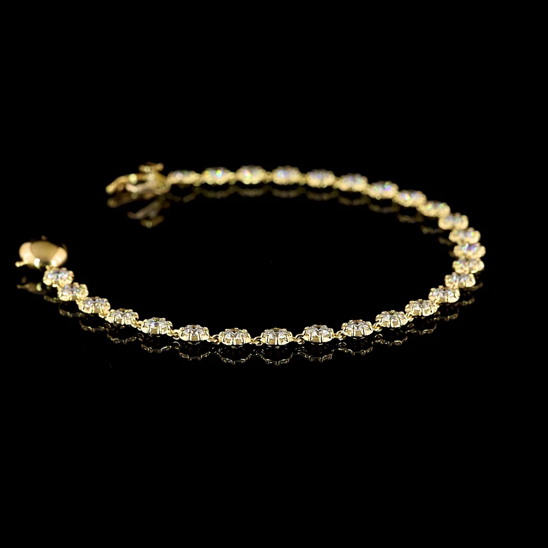 3.91 Cts 18k Yellow Gold Round Shape Tennis Bracelet