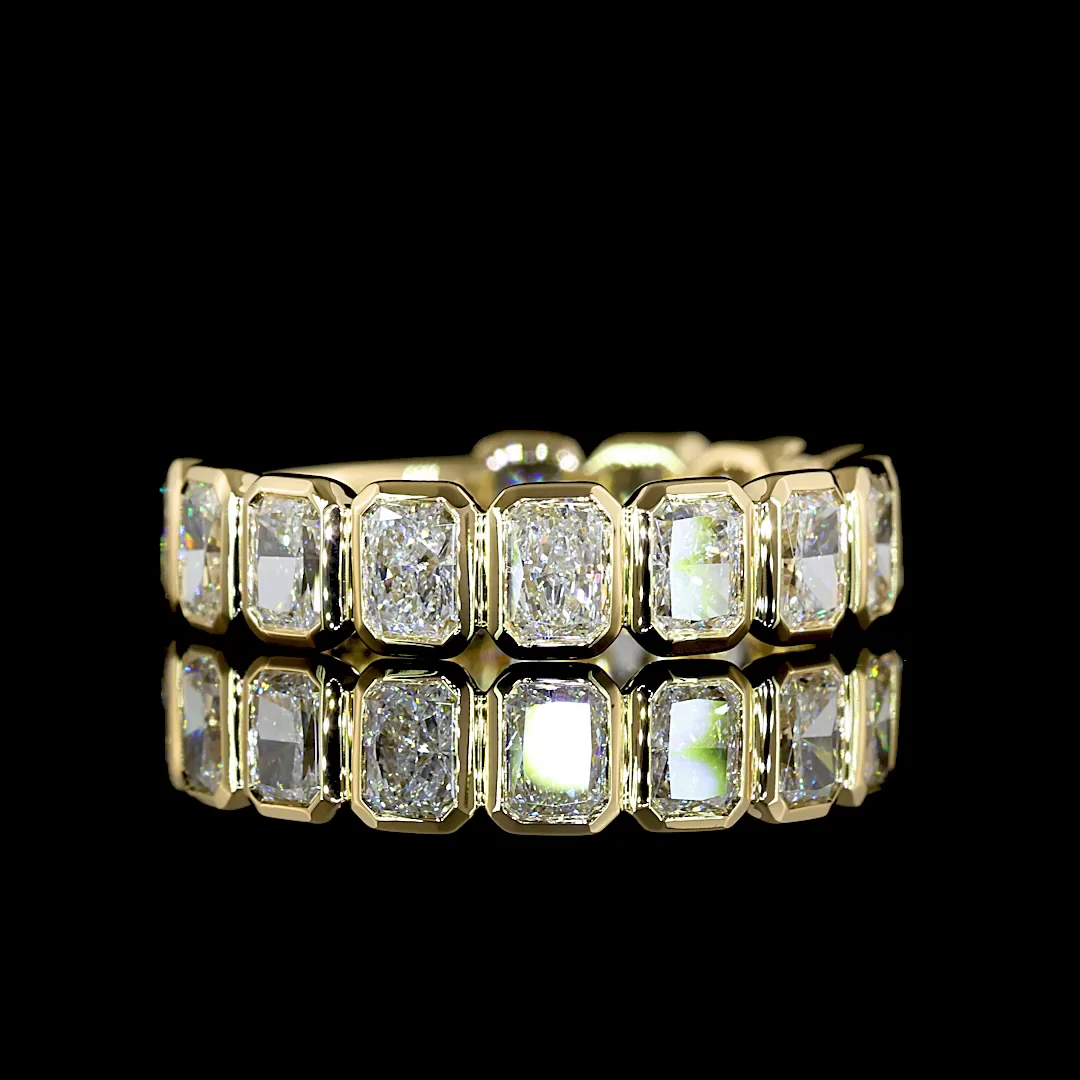 1.89 Cts 14k Yellow Gold Radiant Shape 3/4 Band Eternity Band