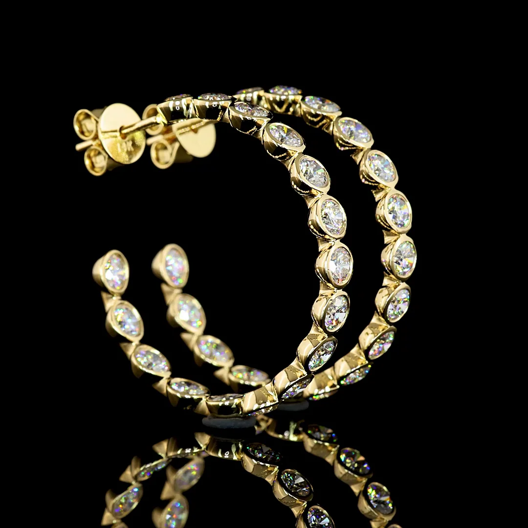 4.89 Cts 14k Yellow Gold Round Shape C Hoops Earring