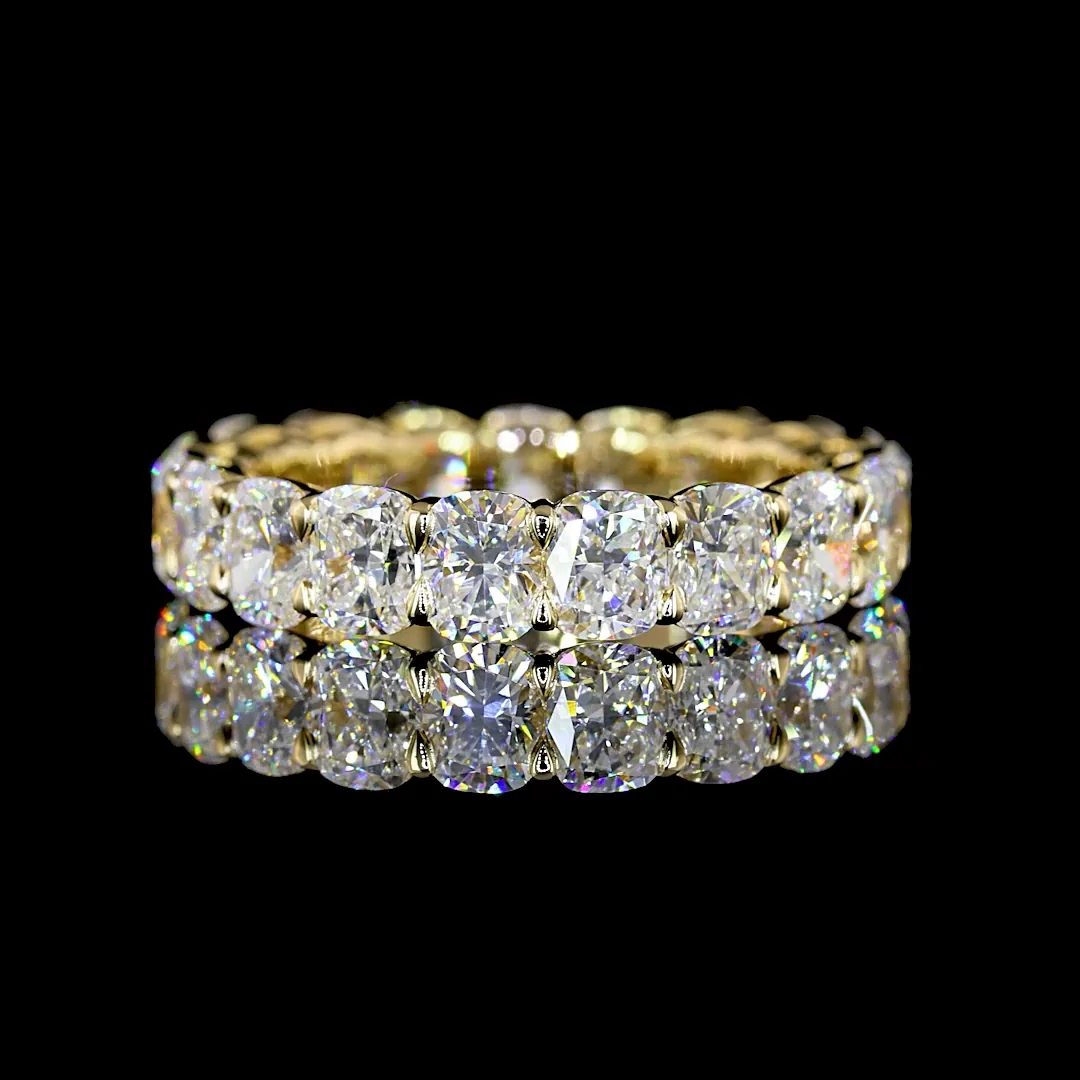 4.42 Cts 14k Yellow Gold Cushion Brilliant Shape Eternity Band Eternity Band