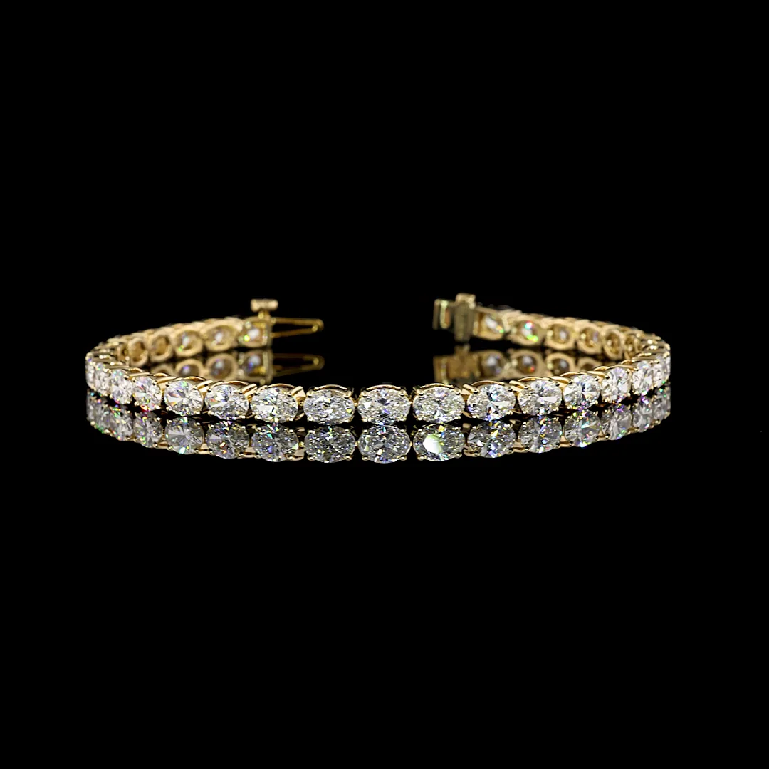8.02 Cts 14k Yellow Gold Oval Shape Tennis Bracelet
