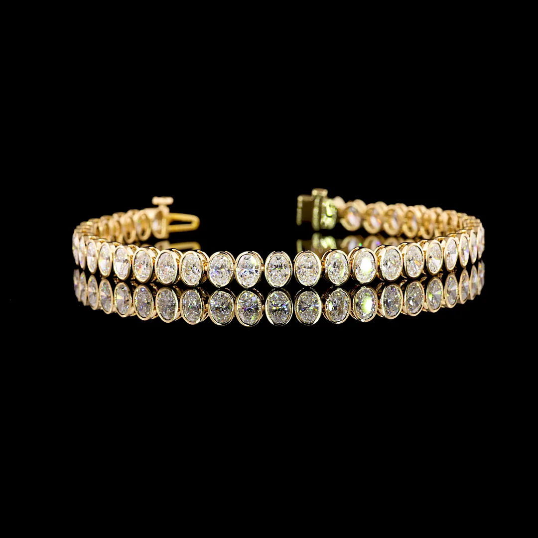 7.15 Cts 14k Yellow Gold Oval Shape Tennis Bracelet