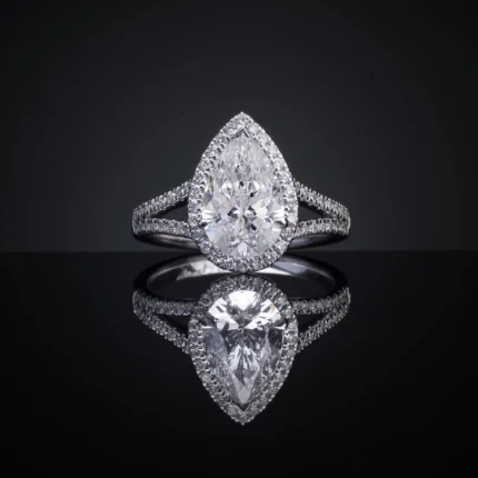 3.99 Cts 14k White Gold Pear Shape Split Shank Ring