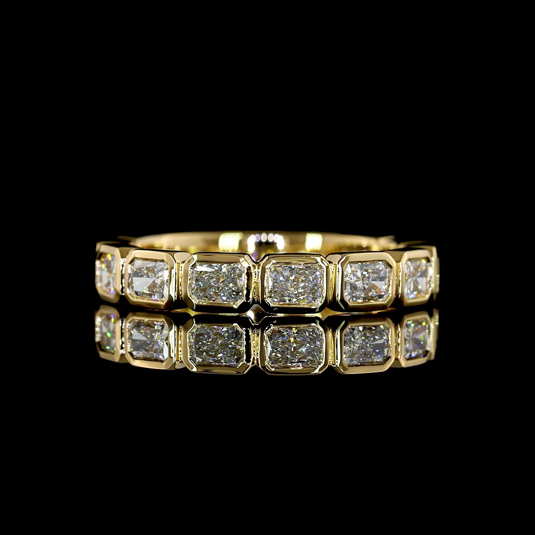 1.57 Cts 18k Yellow Gold Radiant Shape 3/4 Band Eternity Band