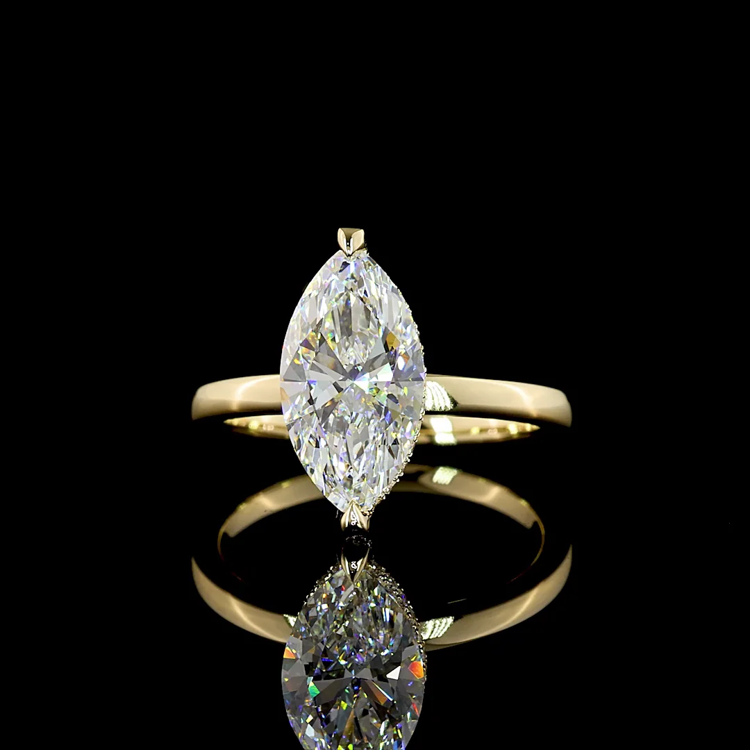 2.78 Cts 14k Yellow Gold Marquise Shape Hidden Halo Ring