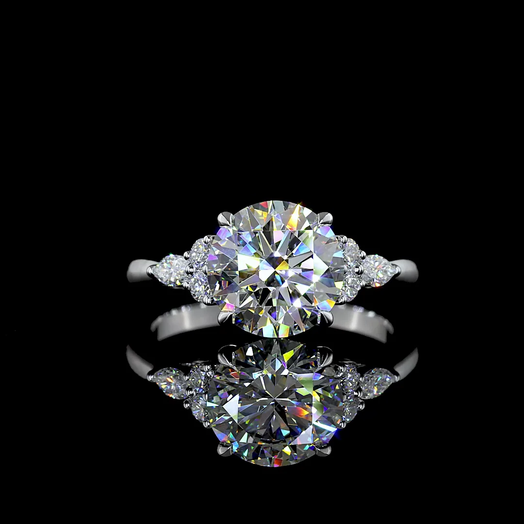2.75 Cts 14k White Gold Round Shape Special Ring