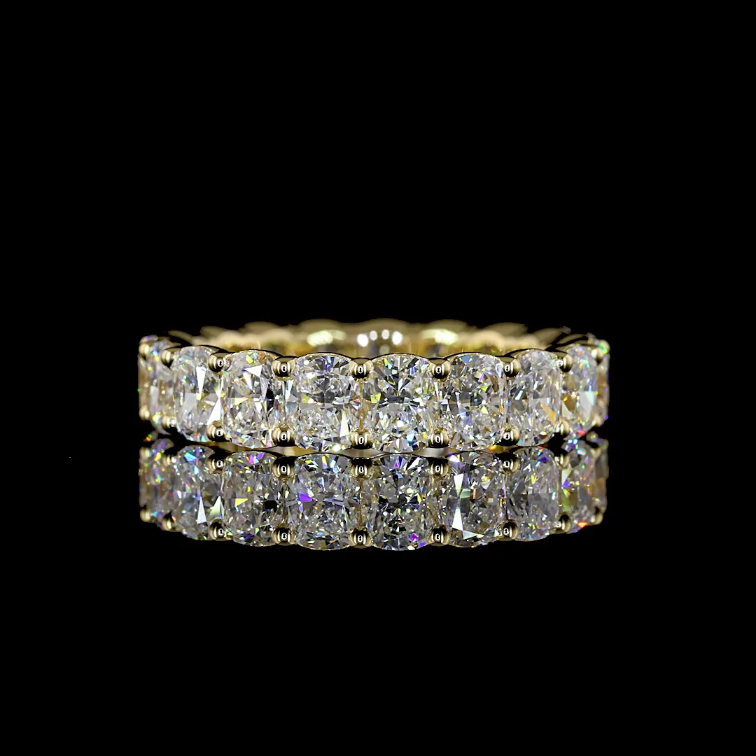 3.93 Cts 14k Yellow Gold Cushion Brilliant Shape Eternity Band Eternity Band