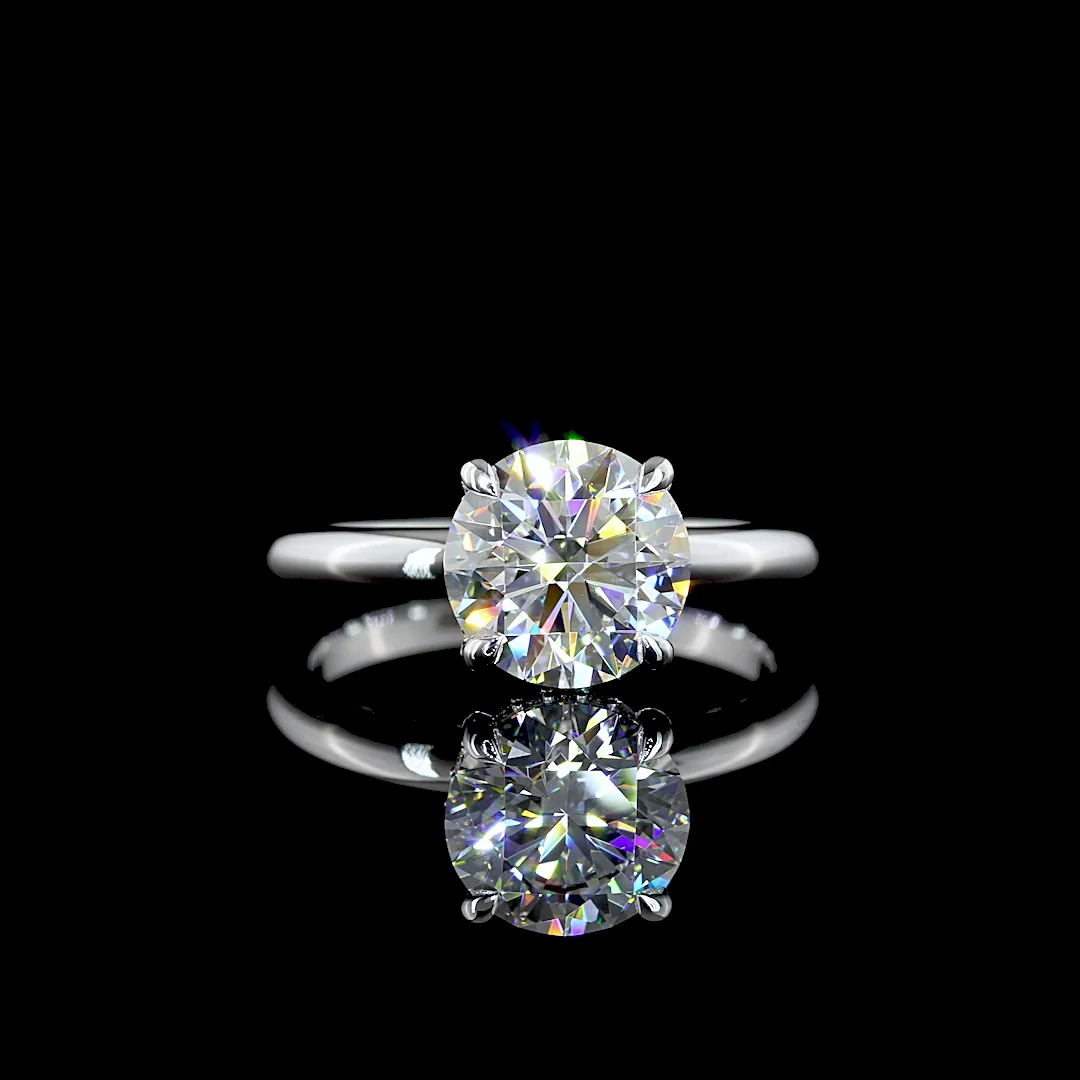 2.14 Cts 14k White Gold Round Shape Hidden Halo Ring