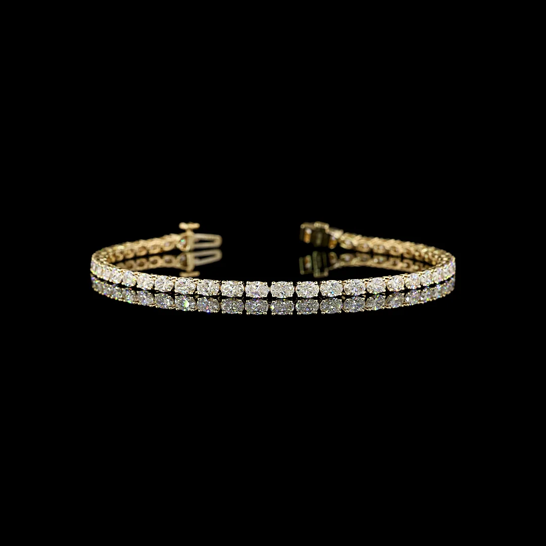 4.24 Cts 14k Yellow Gold Oval Shape Tennis Bracelet
