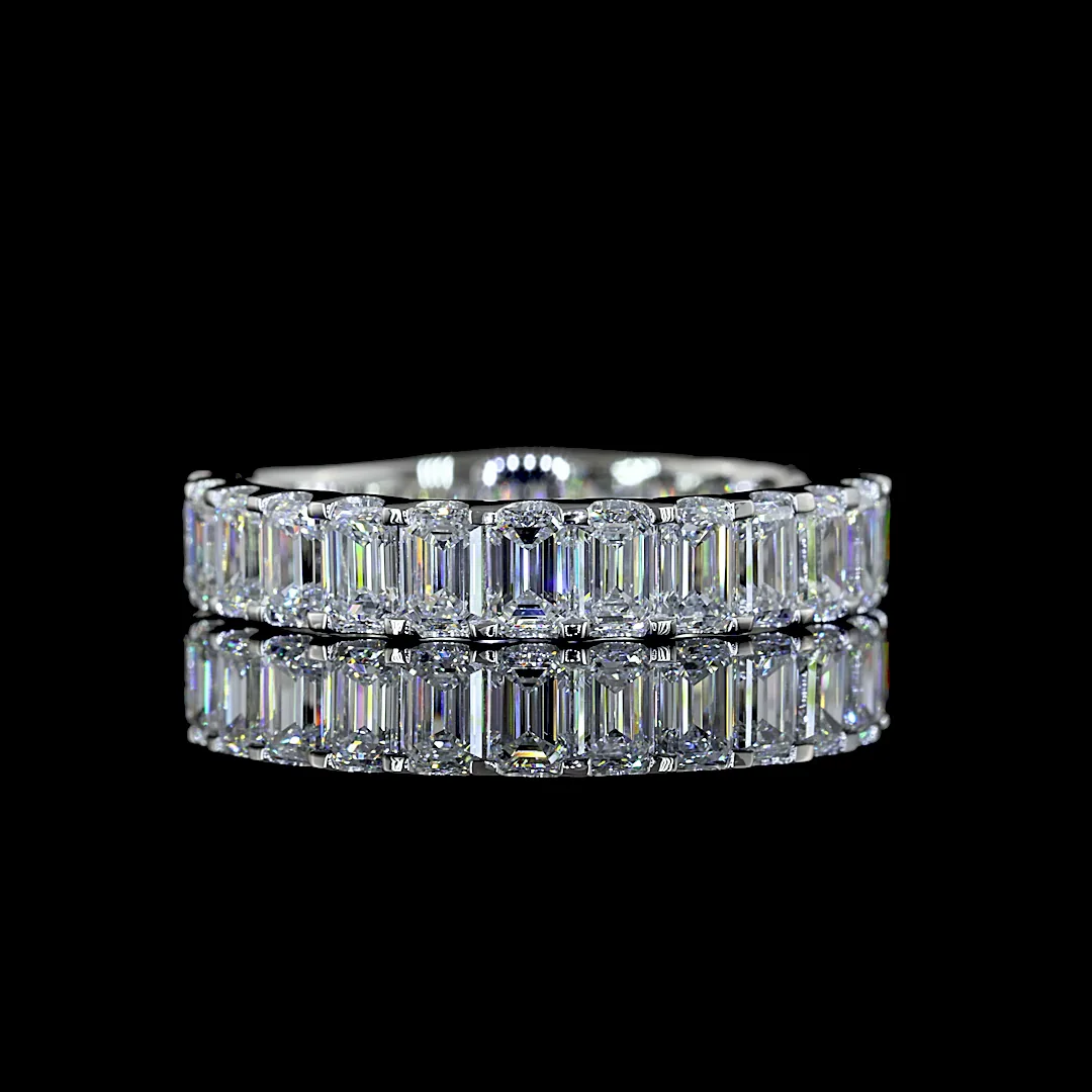 2.76 Cts Platinum Emerald Shape 3/4 Band Eternity Band