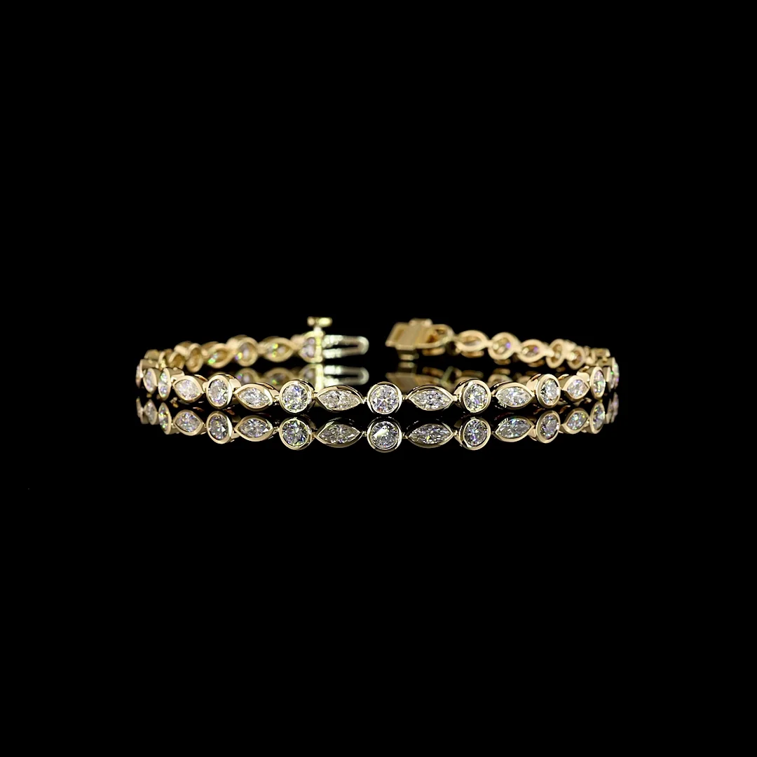 4 Cts 14k Yellow Gold Mix Shape Tennis Bracelet