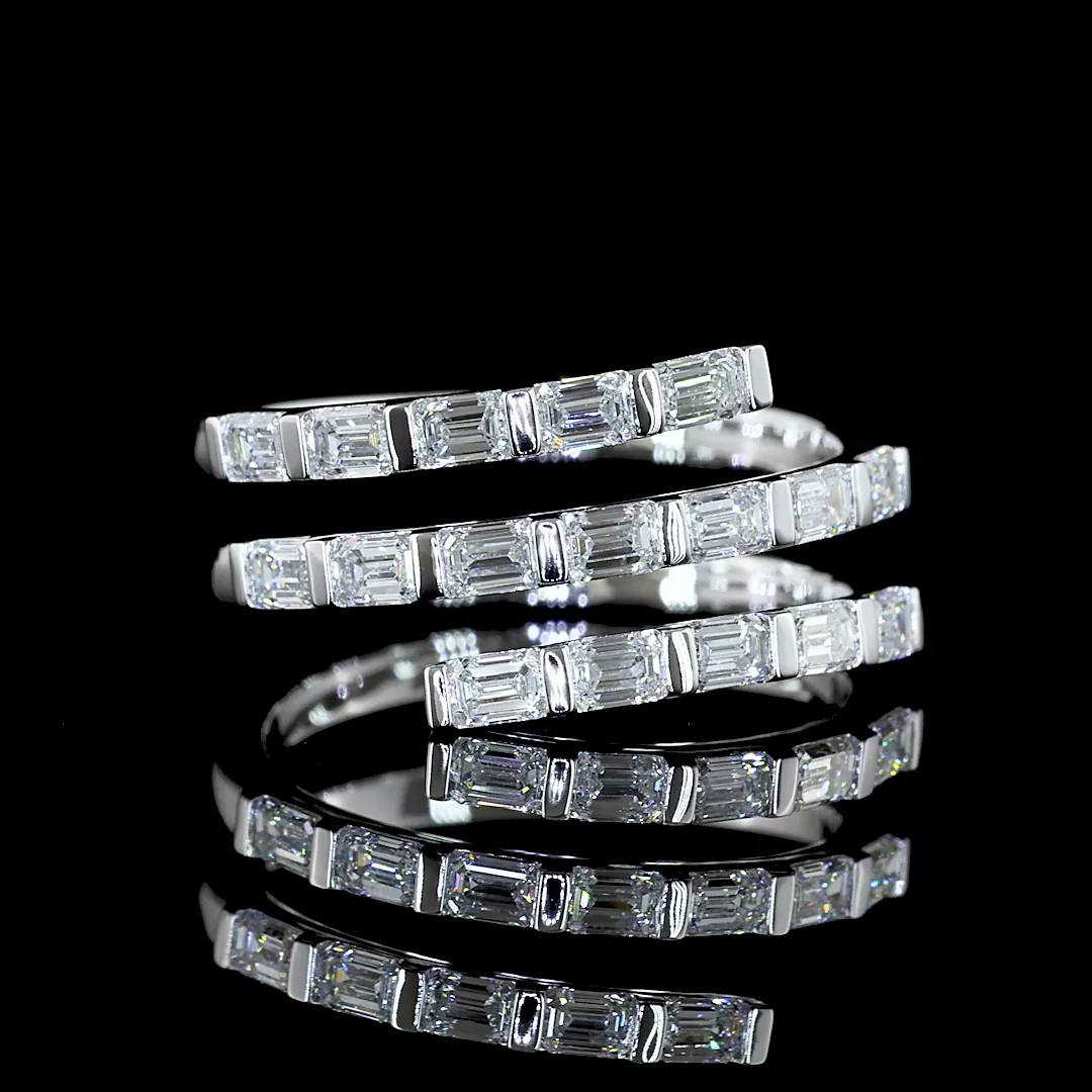 1.14 Cts 14k White Gold Emerald Shape Special Eternity Band