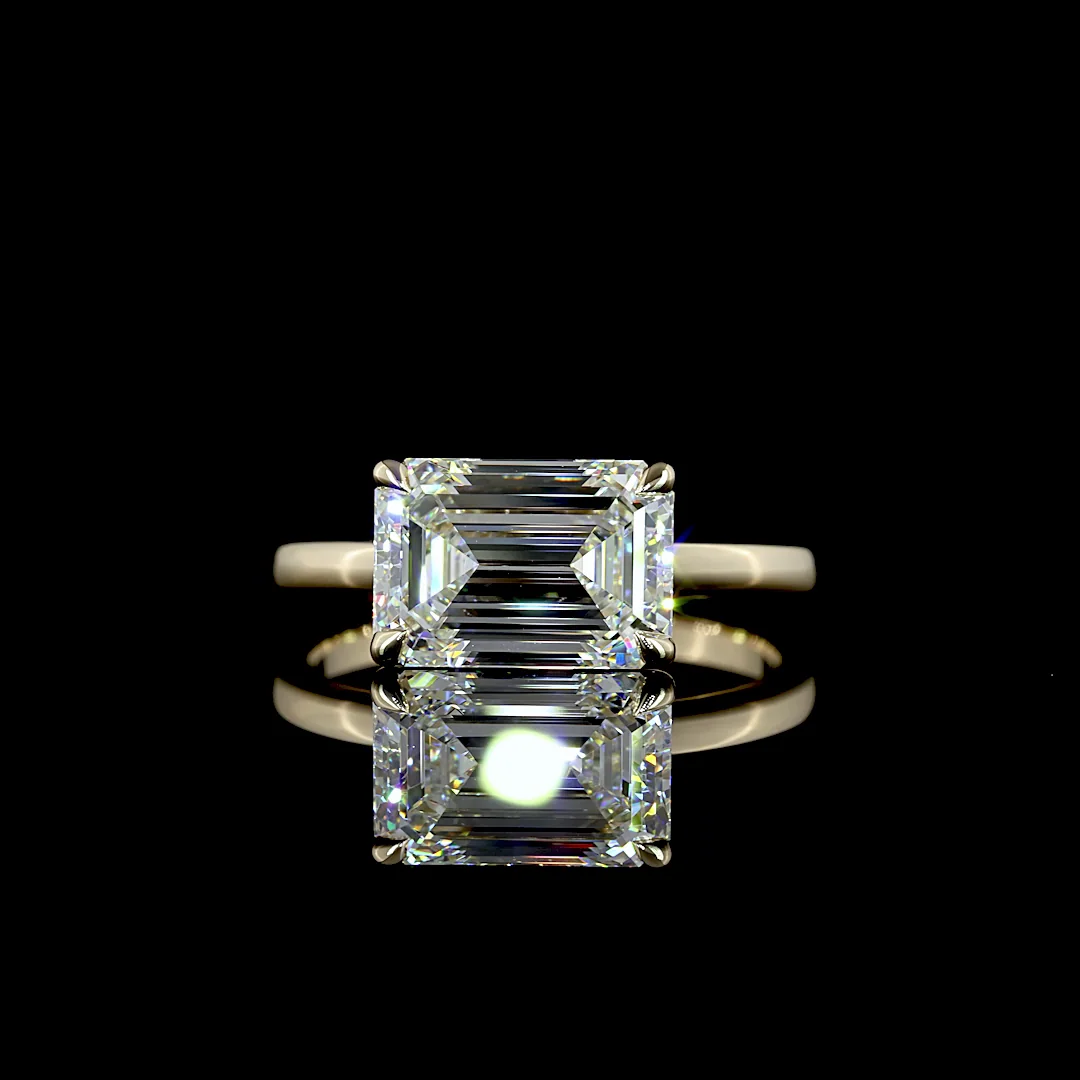 3.1 Cts 14k Yellow Gold Emerald Shape Solitaire Ring