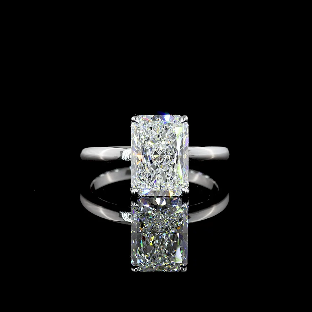3.26 Cts 14k White Gold Radiant Shape Hidden Halo Ring