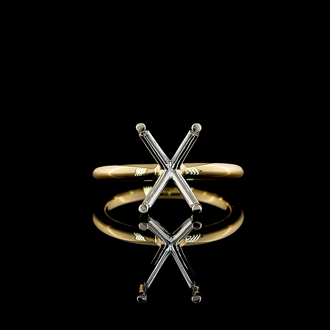 0 Cts 18k Yellow Gold - Platinum Shape Solitaire Ring