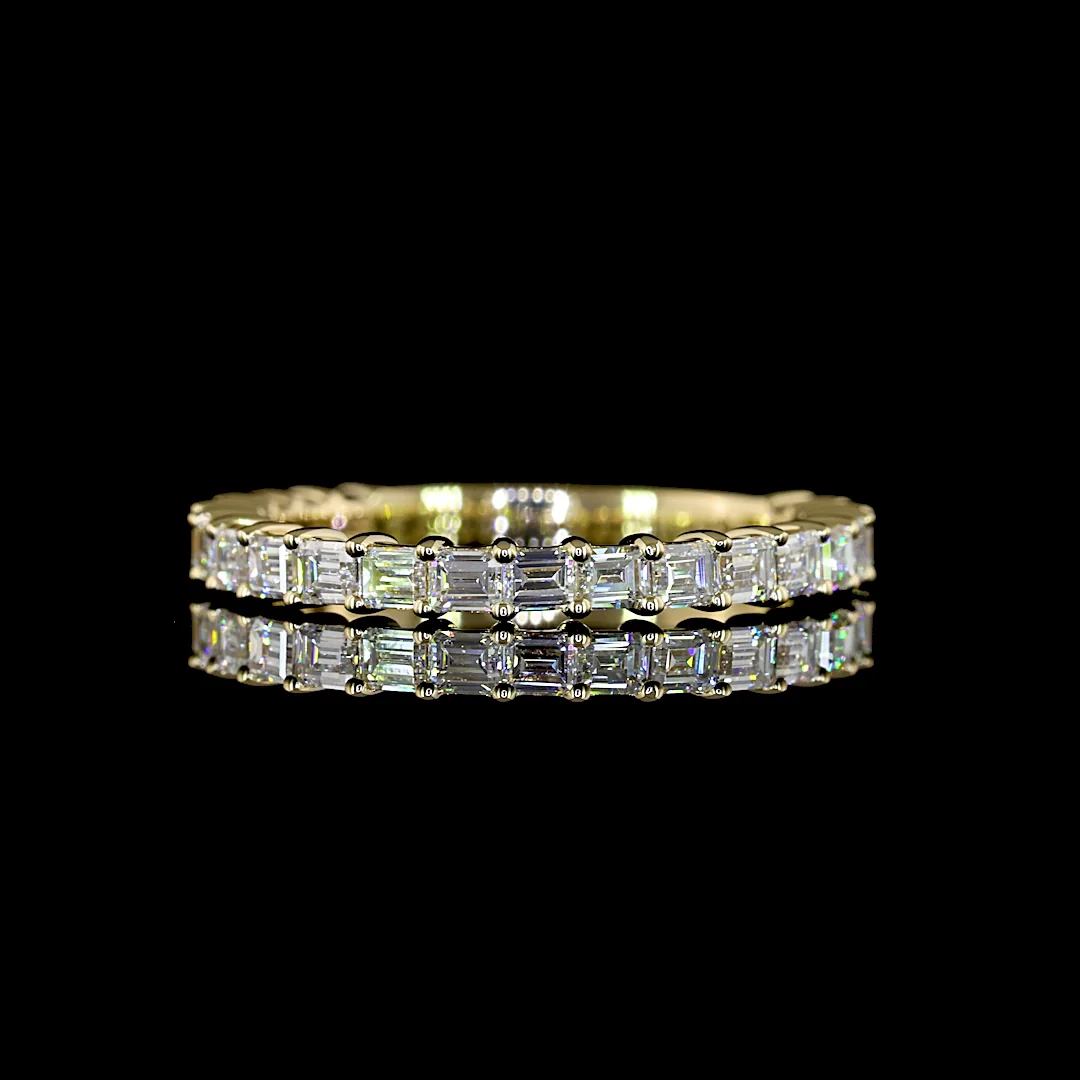 0.63 Cts 14k Yellow Gold Baguette Shape 3/4 Band Earring