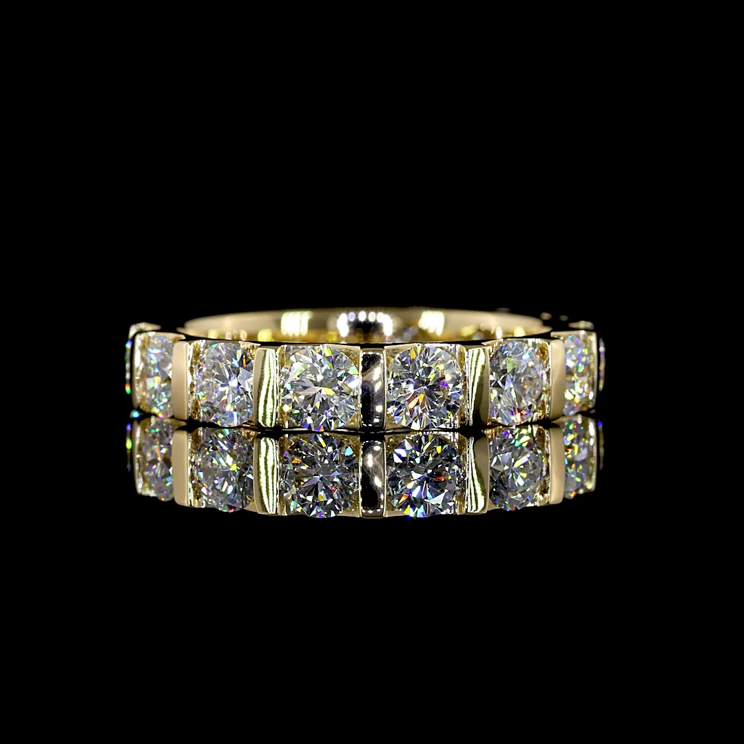2.2 Cts 14k Yellow Gold Round Shape 3/4 Band Eternity Band