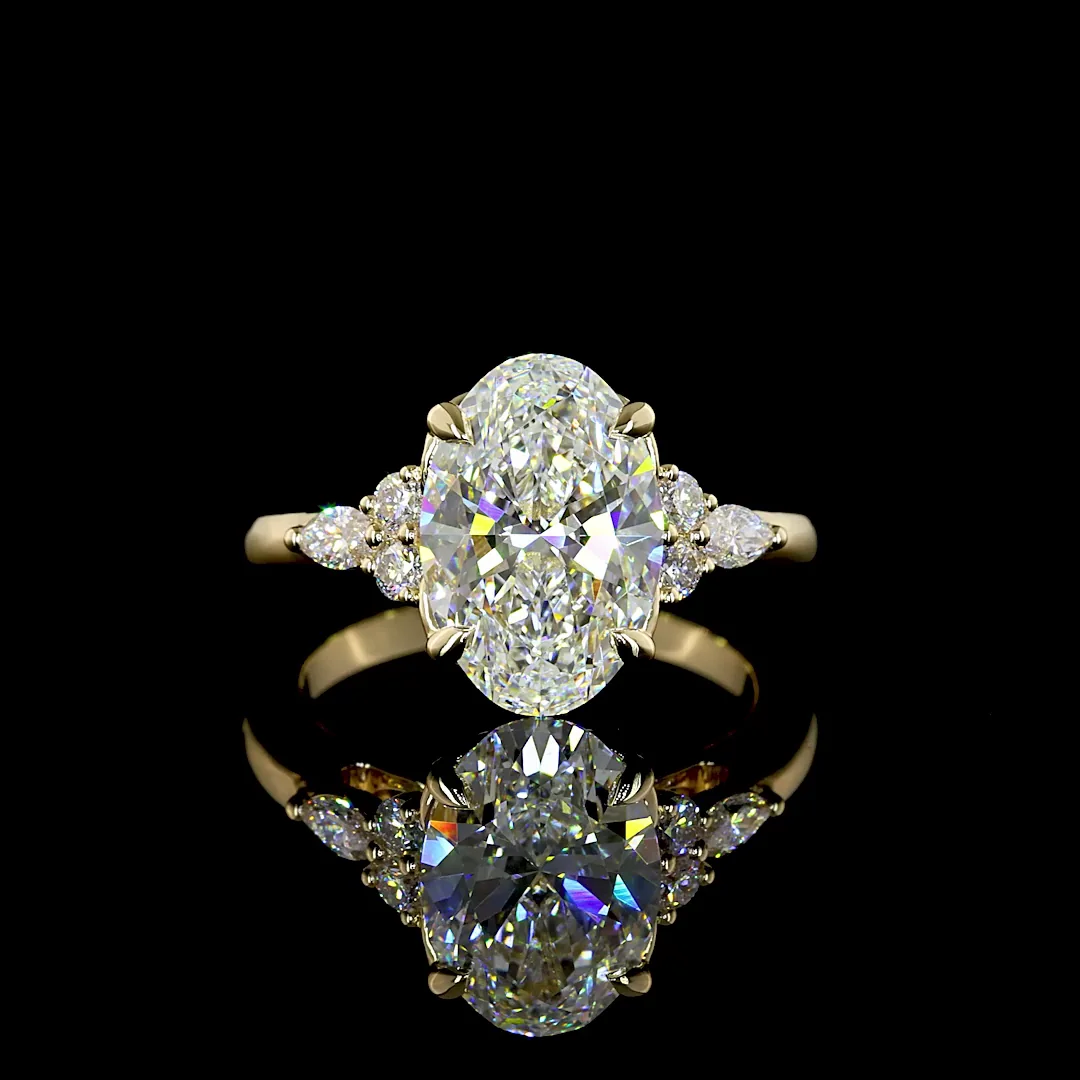 2.82 Cts 14k Yellow Gold Oval Shape Split Shank Ring