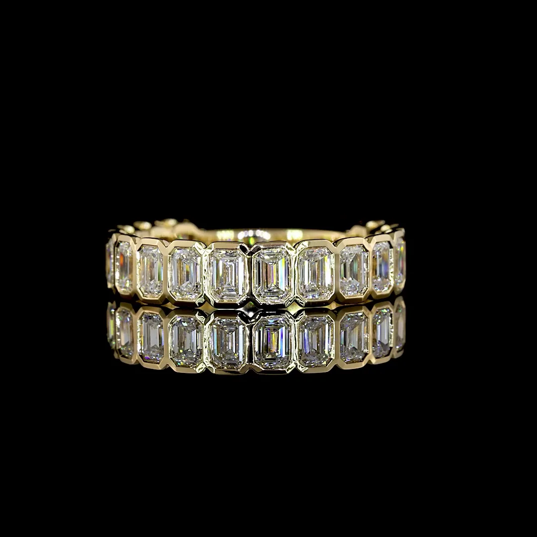 2.11 Cts 14k Yellow Gold Emerald Shape Half Eternity Eternity Band