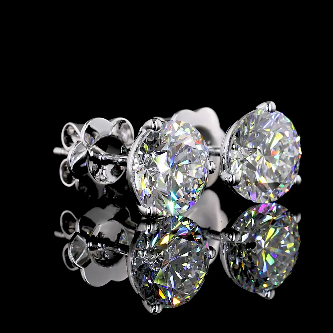 3.01 Cts 14k White Gold Round Shape Martini Earring