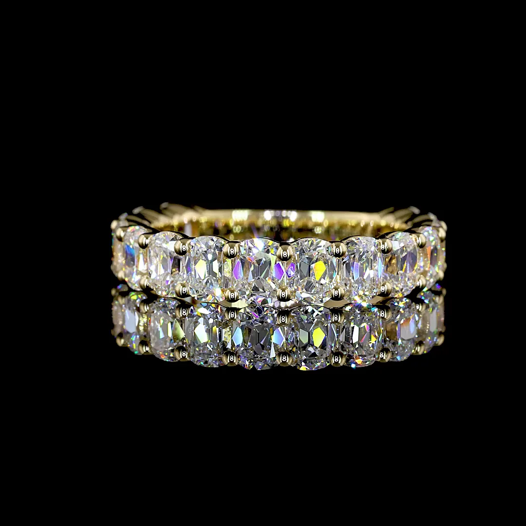 3.17 Cts 14k Yellow Gold Antique Cushion Shape 3/4 Band Eternity Band