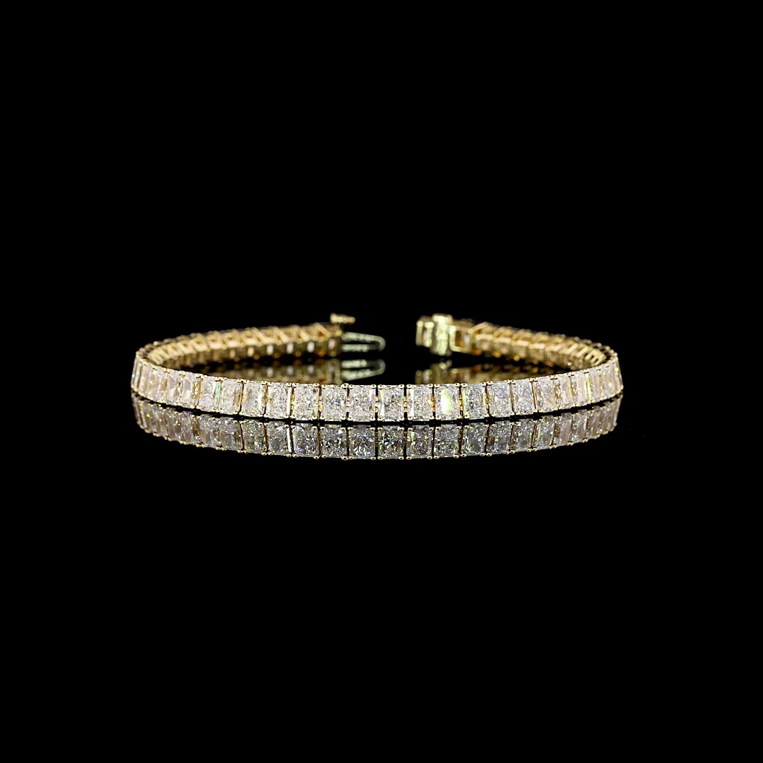 11.93 Cts 14k Yellow Gold Radiant Shape Tennis Bracelet